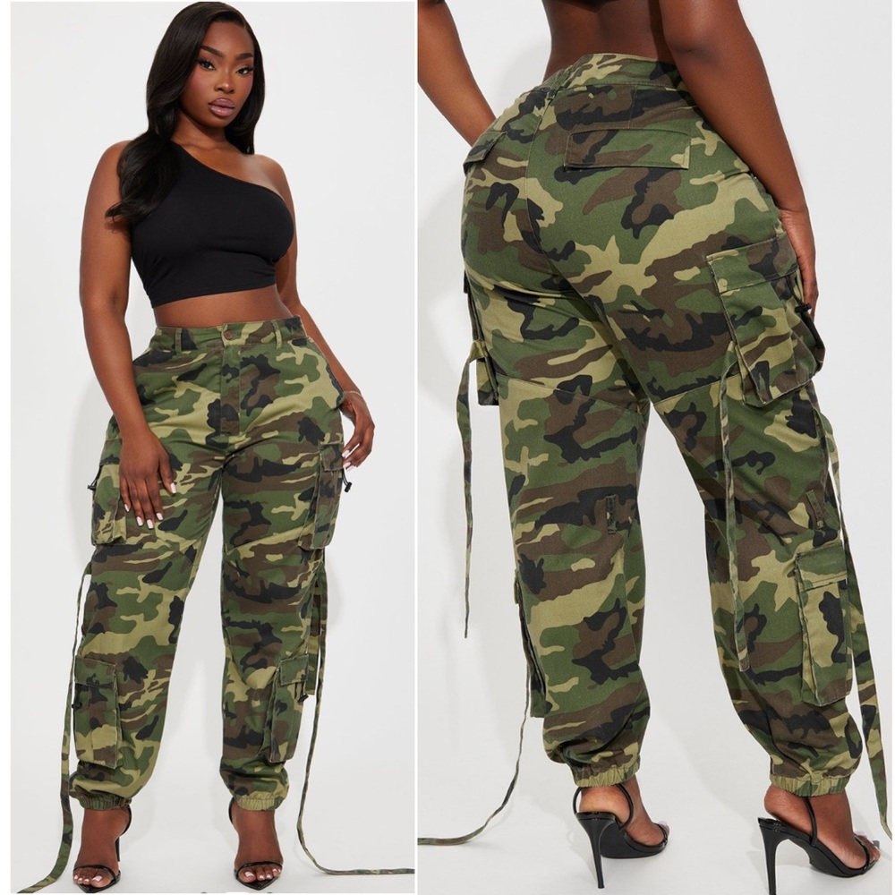 Fashion Nova Green Camouflage Joggers